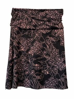 Y2K Pink Floral Mini Skirt Medium Stretchy Boho Fit & Flare Vintage